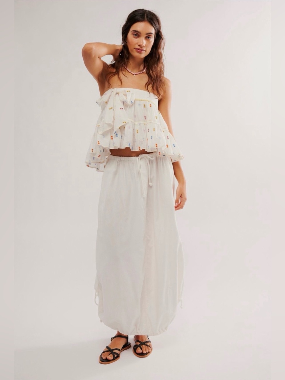 Free People Picture Perfect Parachute Skirt Optic White L Cotton Runs Big XL